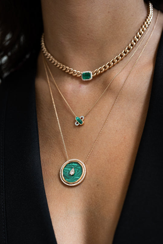 Chain Gold Necklace Emerald