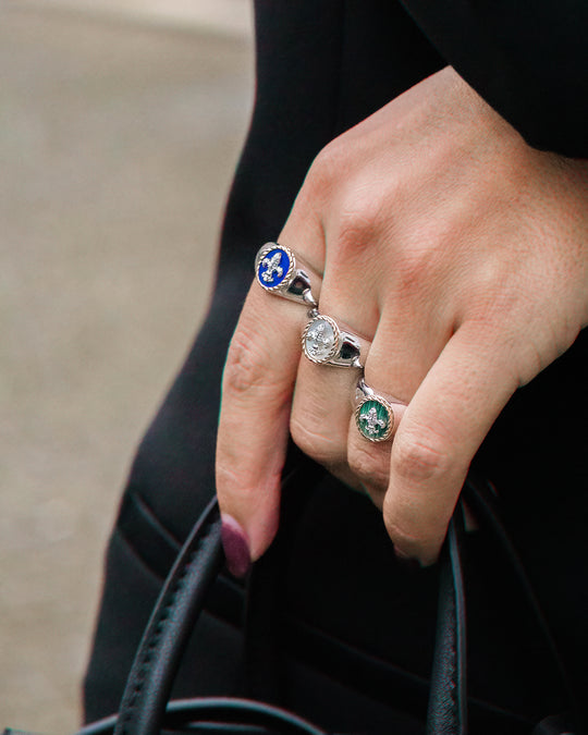 Fleur de Lis Green Ring