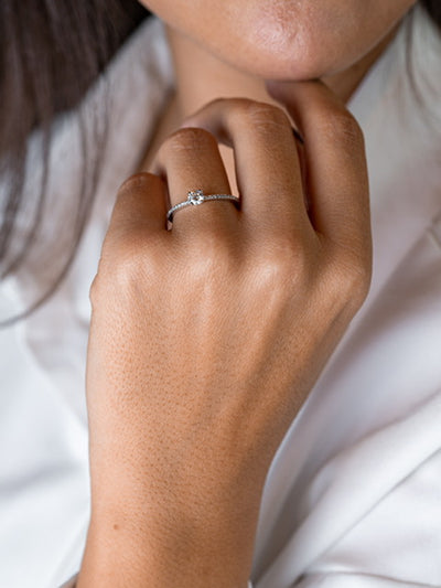 White Gold and Solitaire Diamond Ring