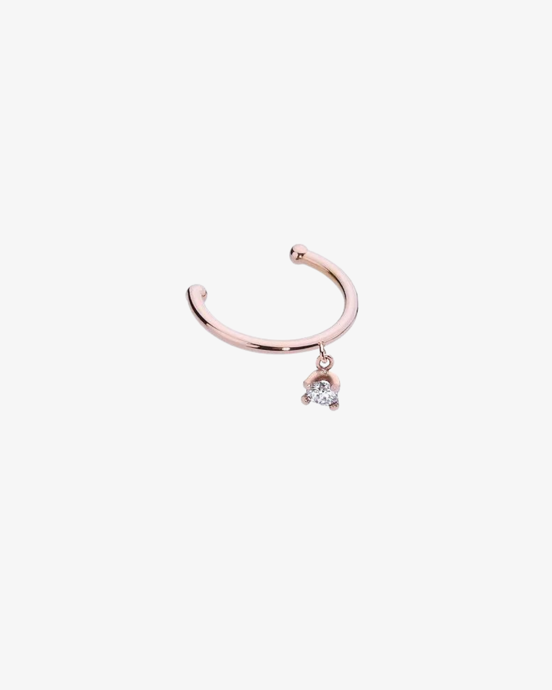 Ear Cuff Dourado com Diamante Solitaire