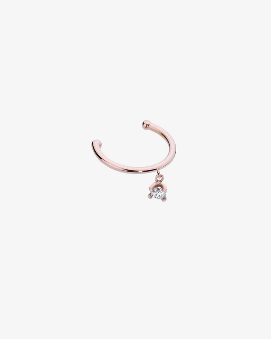 Ear Cuff Dourado com Diamante Solitaire