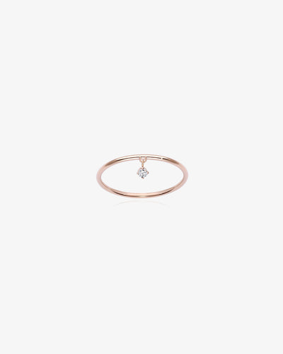 M Solitaire Diamond Charm Ring in Gold