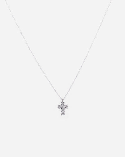 Tiny Cross White Gold Necklace