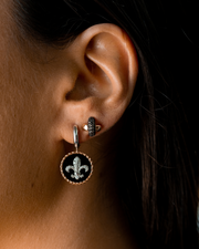 Earrings Fleur-de-Lis with Onyx Medal