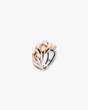 Silver Chain Ring with Gold