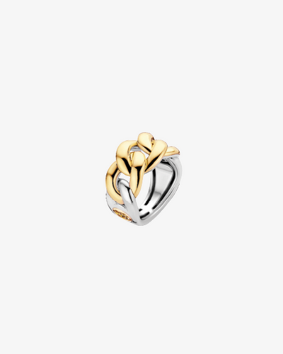 Silver Chain Ring with Gold