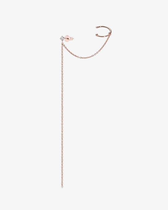 Brinco Ouro Solitário Branco Ear Cuff