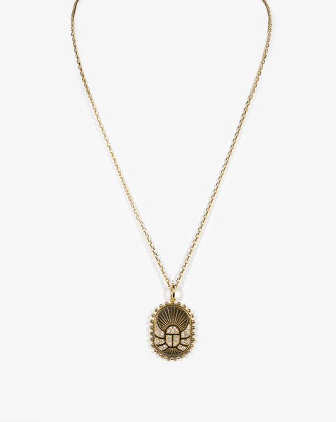 Gold and Diamond Oval Medal Necklace