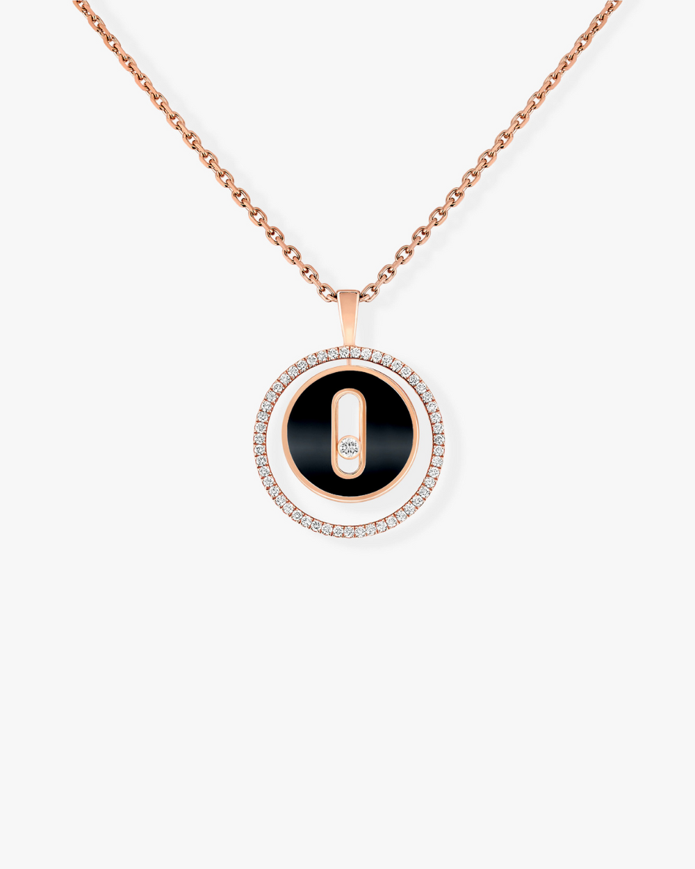 Lucky Move Pm Onyx Necklace - Rose Gold