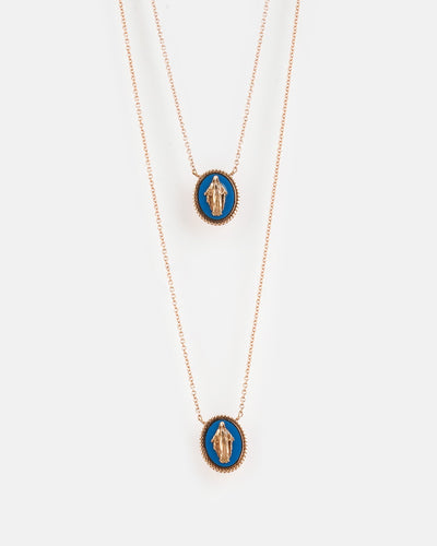 Two Blue Medallions Necklace